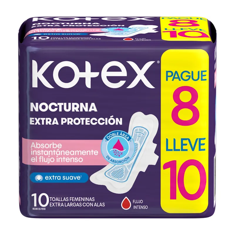 KOTEX NOCTURNA CONFORT Y PROTECCIÓN 10U