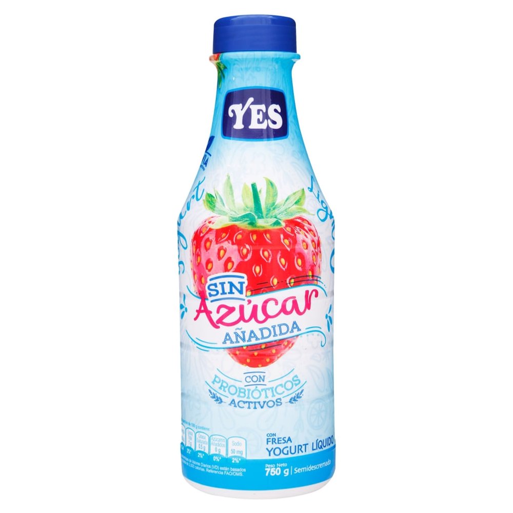 YOGURT YES LIQUIDO FRESA  SIN AZUCAR 750g